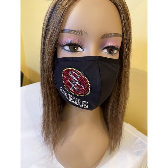 San Francisco 49ers Bling Rhinestone Face Mask Side Logo - Picture 2 of 10